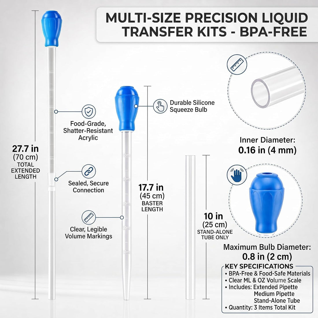 Extra Long Turkey Baster for Aquarium, Fish Tank Cleaning