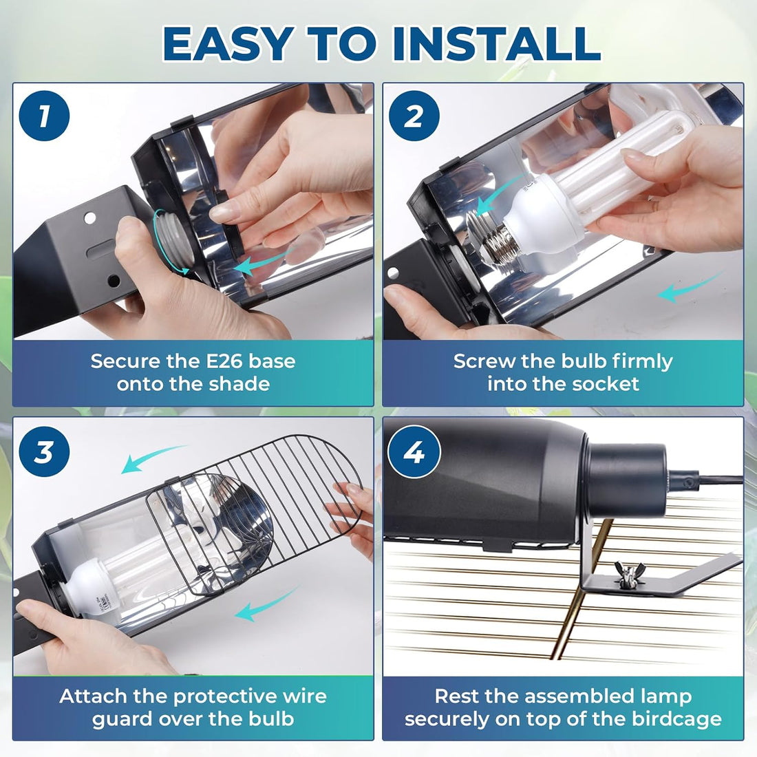 Lustaled 2.4% UVB Bird Cage Light Fixture Combo Kit with Adjustable