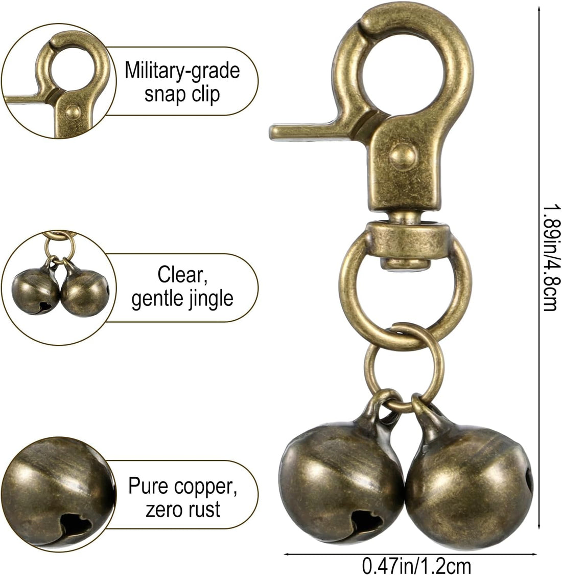 2Pcs Bells for Dog Collars, Small Bell for Dog Collar with Snap Clips