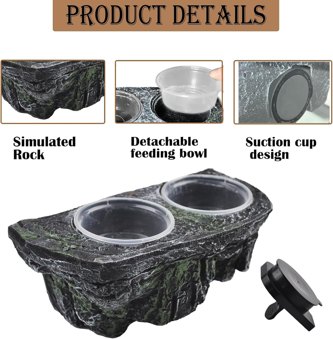 kathson Magnetic Reptile Feeder Ledge,Double Bowl Magnetic Lizard