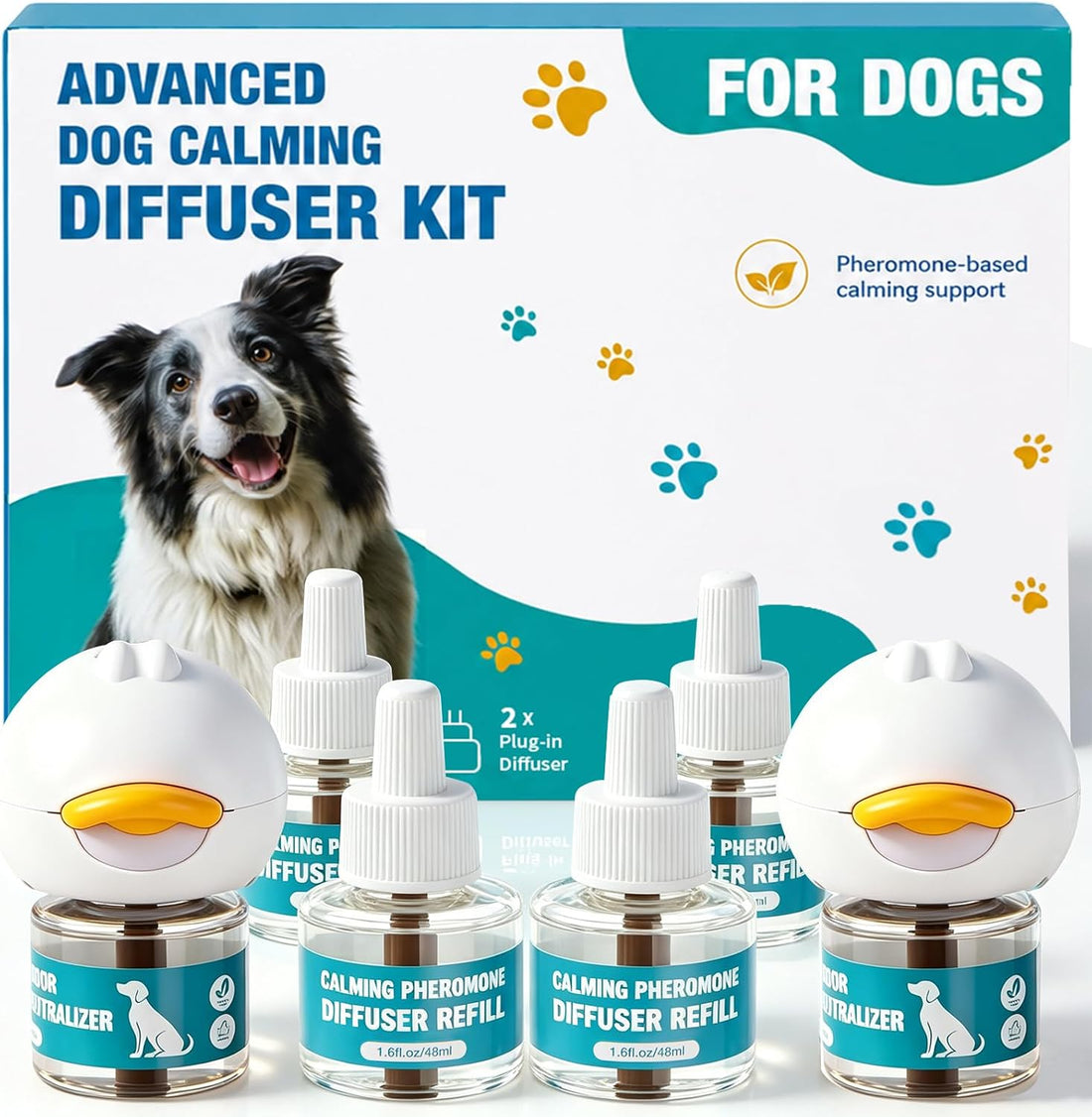 Upgraded Dog Calming Diffuser with 2 Plug-in + 4 Refill