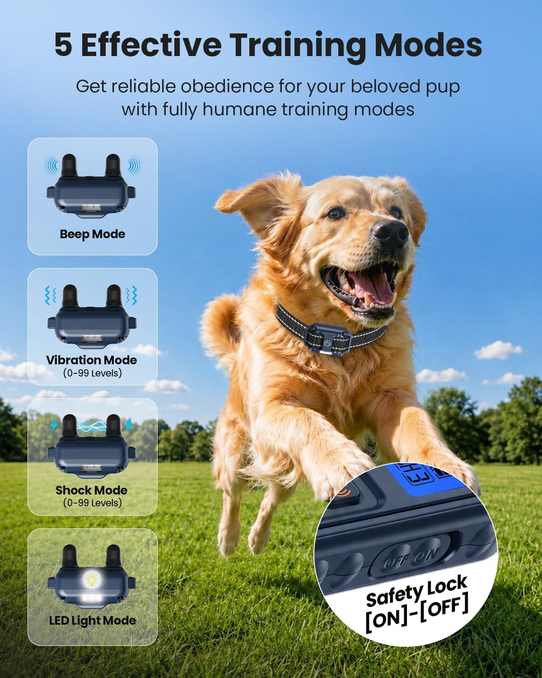 Shock Collar for 3 Dogs, Dog Training Collar with Remote, Rechargeable