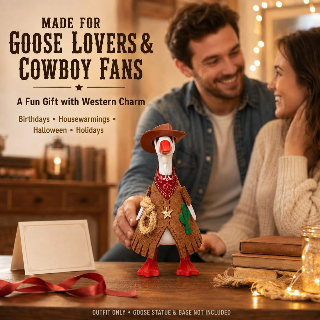 7 Inch Desk Goose Cowboy Outfit