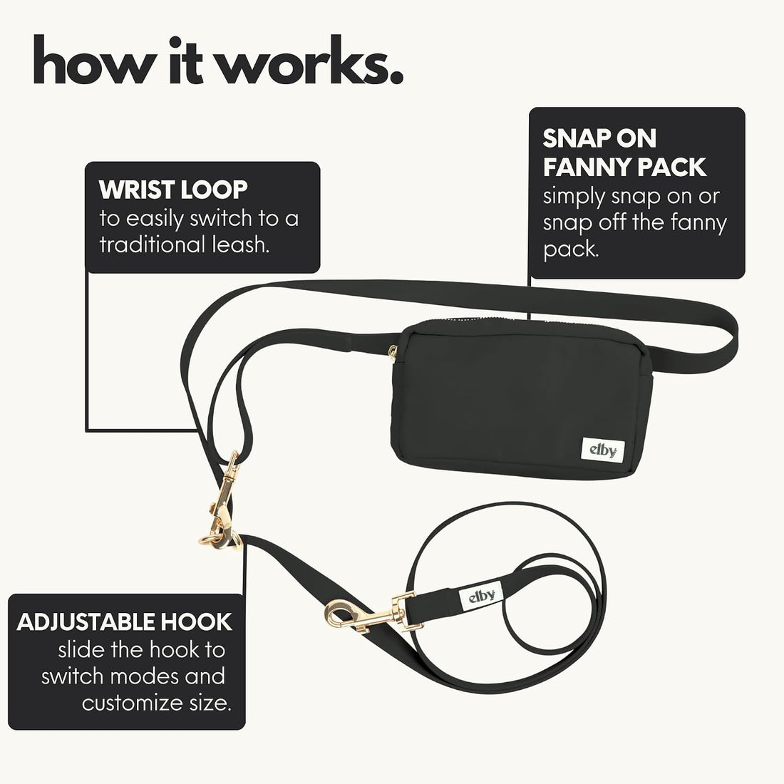 elby Hands Free Dog Leash with Treat Pouch