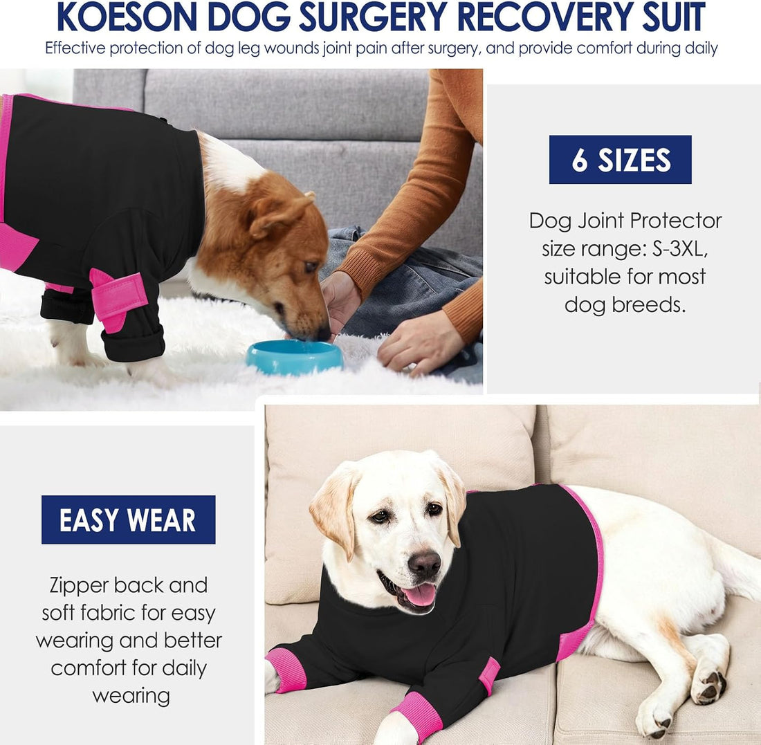 KOESON 100% Cotton Dog Surgery Recovery Suit Front Leg with Elbow
