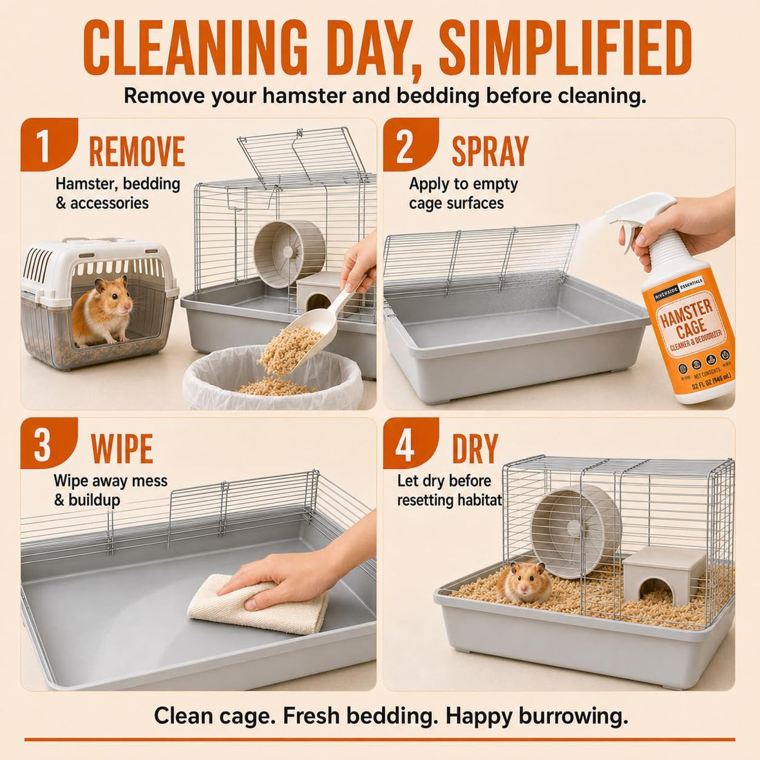 Hamster Cage Odor Eliminator & Cleaner Spray, 32oz – Made in USA