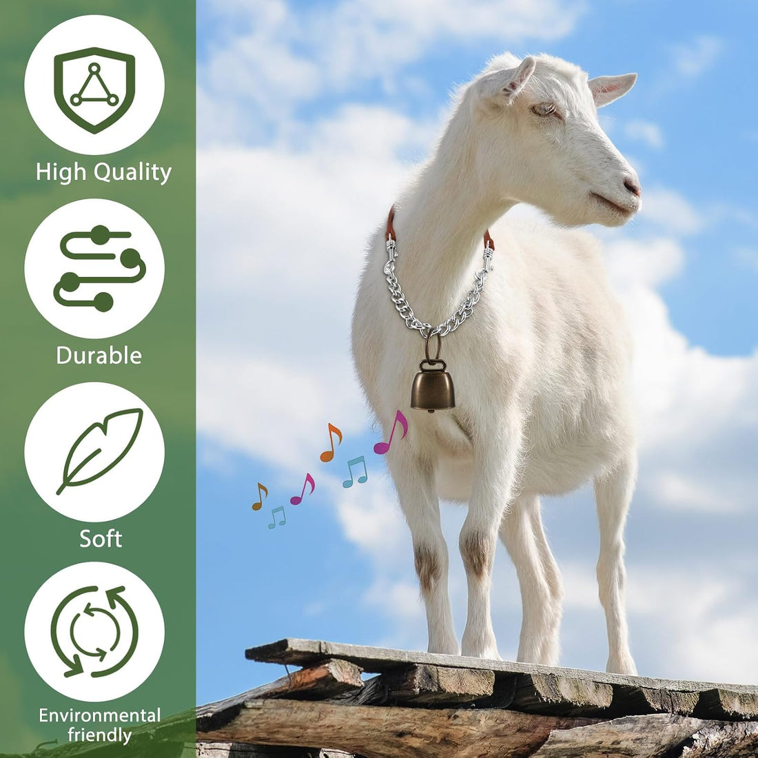 Misdary 4 Pack Goat Collars with Bells