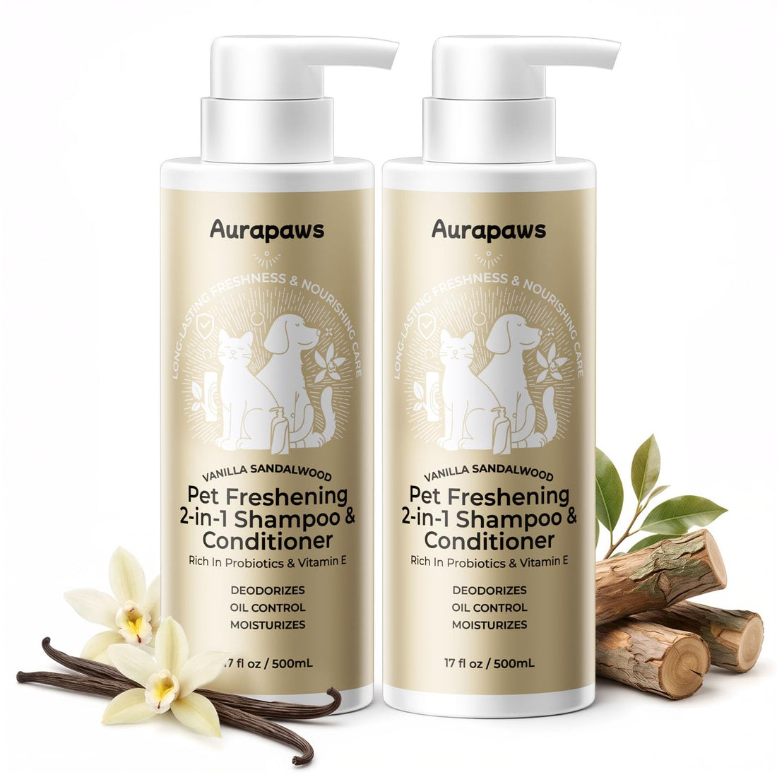 Aurapaws Probiotic Dog Shampoo and Conditioner Set for Sensitive Skin