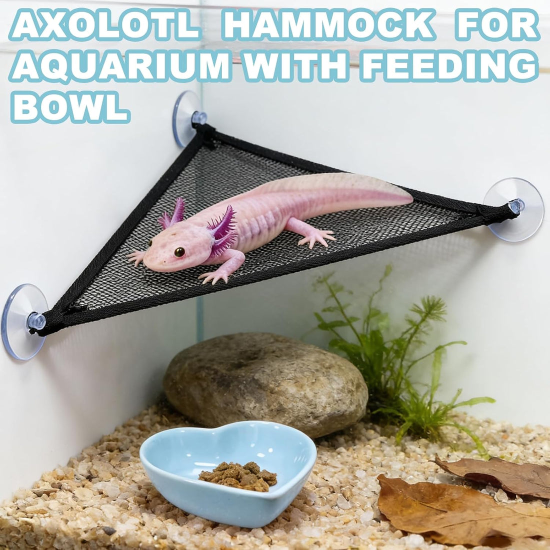 Axolotl Hammock for Aquarium with Feeding Bowl