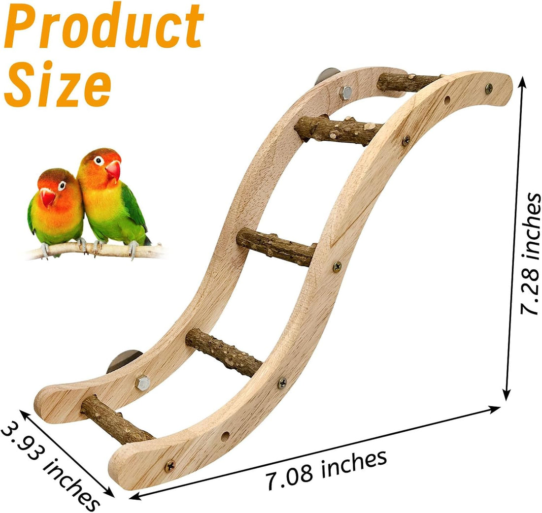 Hamiledyi Nature Wooden Bird Ladder Pet Parrots Climb Bridge Exercise