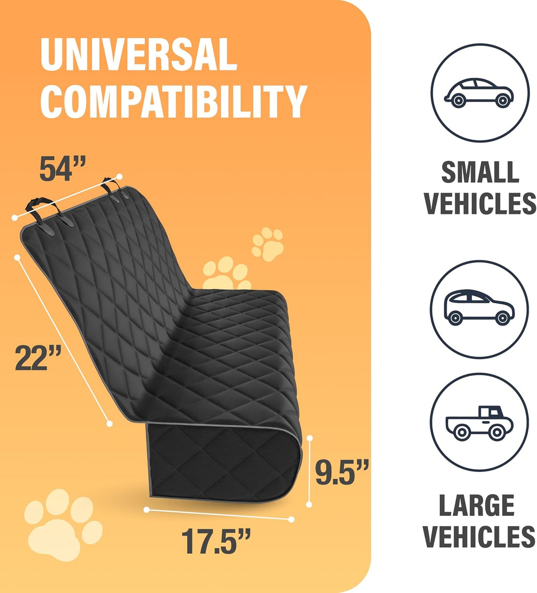 Active Pets Black Car Rear Seat Cover for Dogs