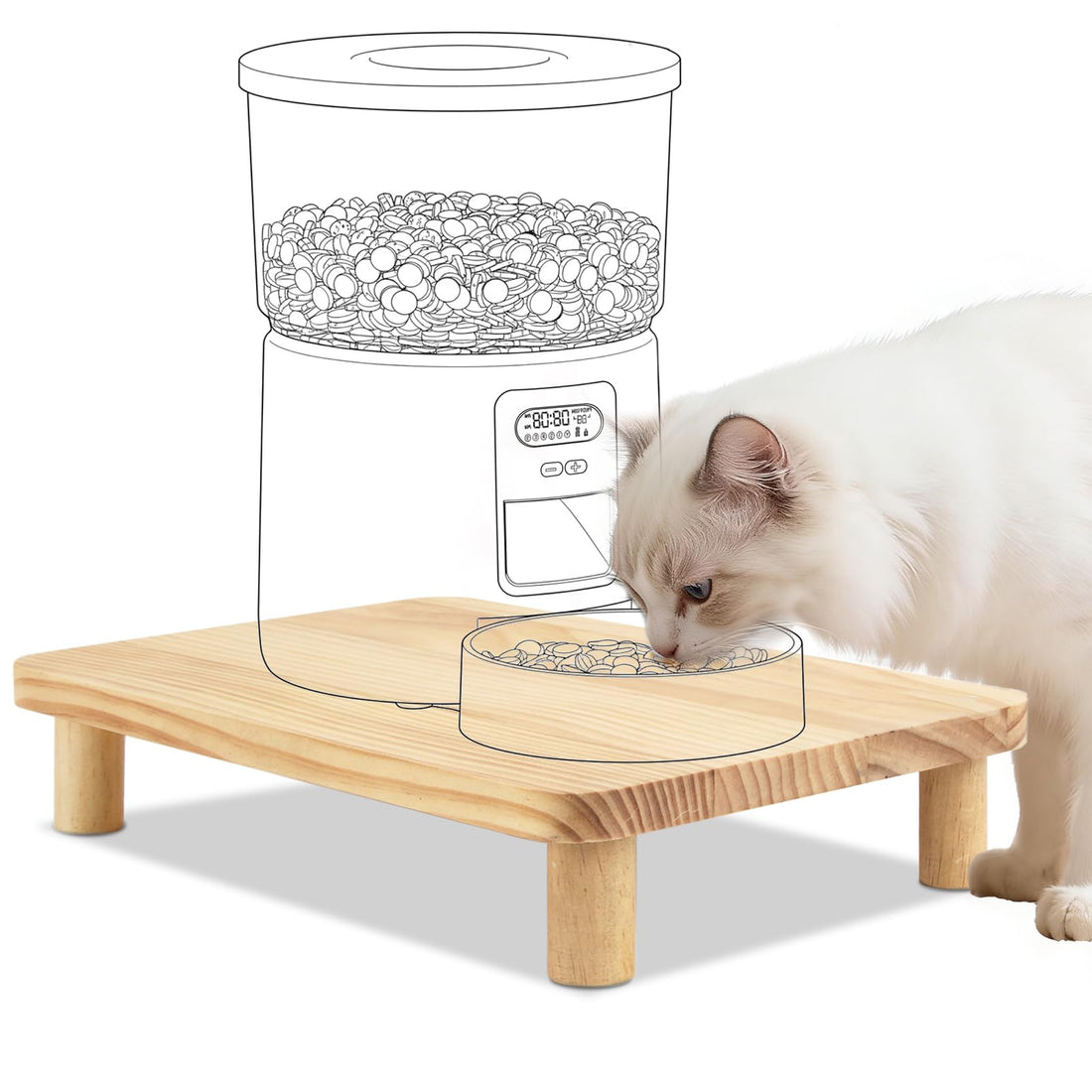 SZEE Cat Food Stand for Automatic Feeder & Tradition Bowls