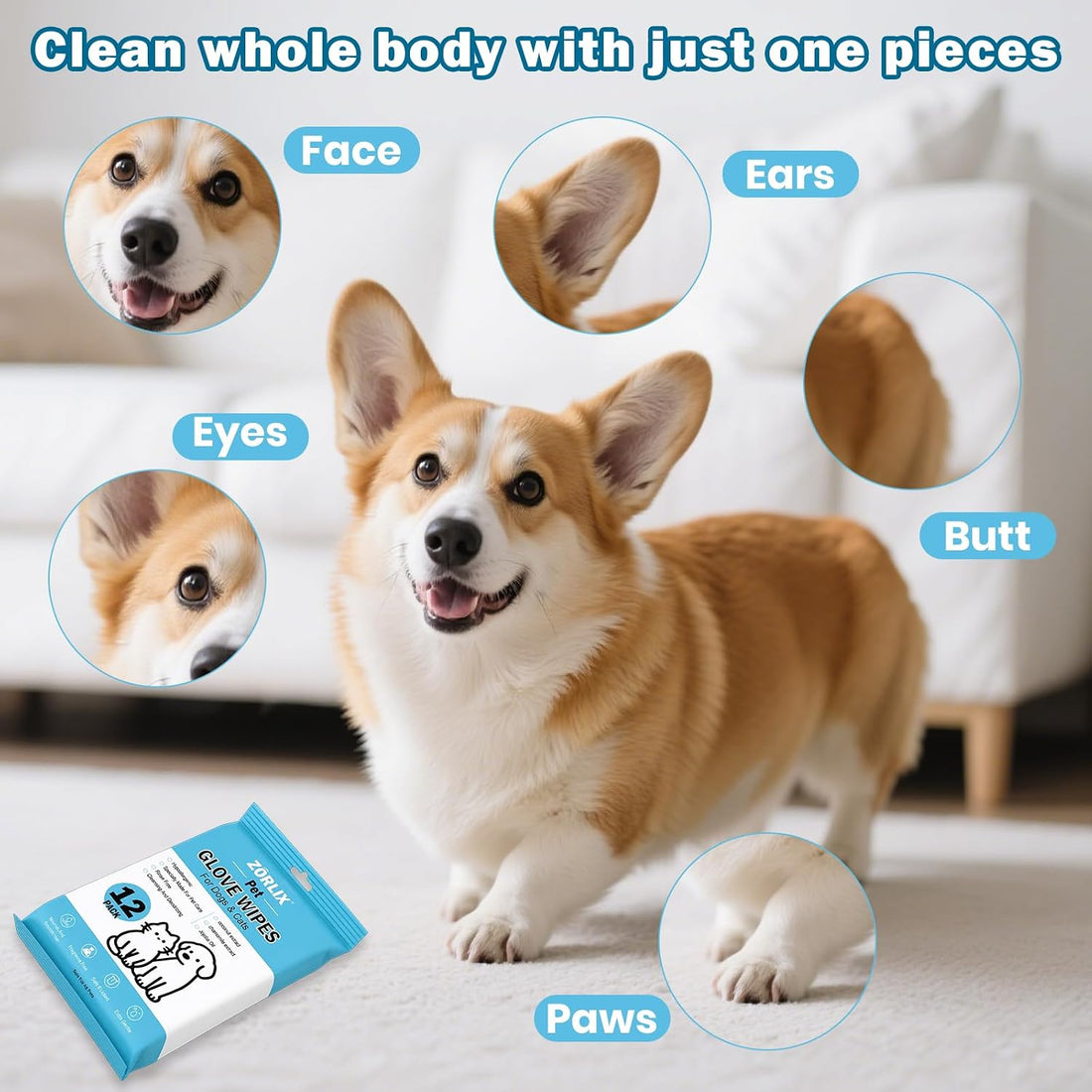 36Pcs Hypoallergenic Pet Glove Wipes for Dogs & Cats