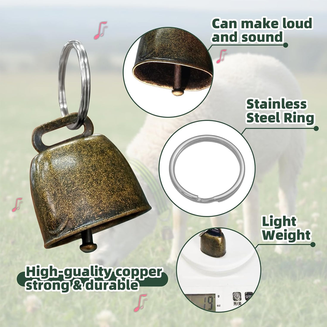 Goat Collars and Bells,Durable Nylon Adjustable Collar