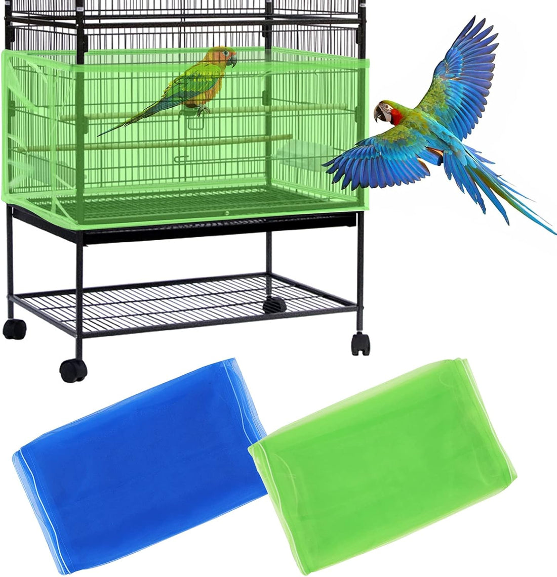 Daoeny 2Pcs Bird Cage Cover, Adjustable Bird Cage Seed Catcher