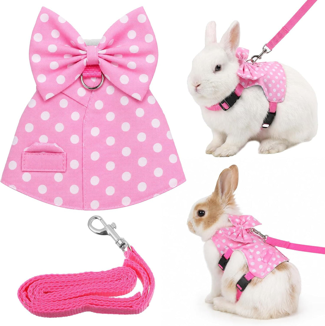 Bunny Harness and Leash Set, Adjustable Rabbit Harness with Buckle