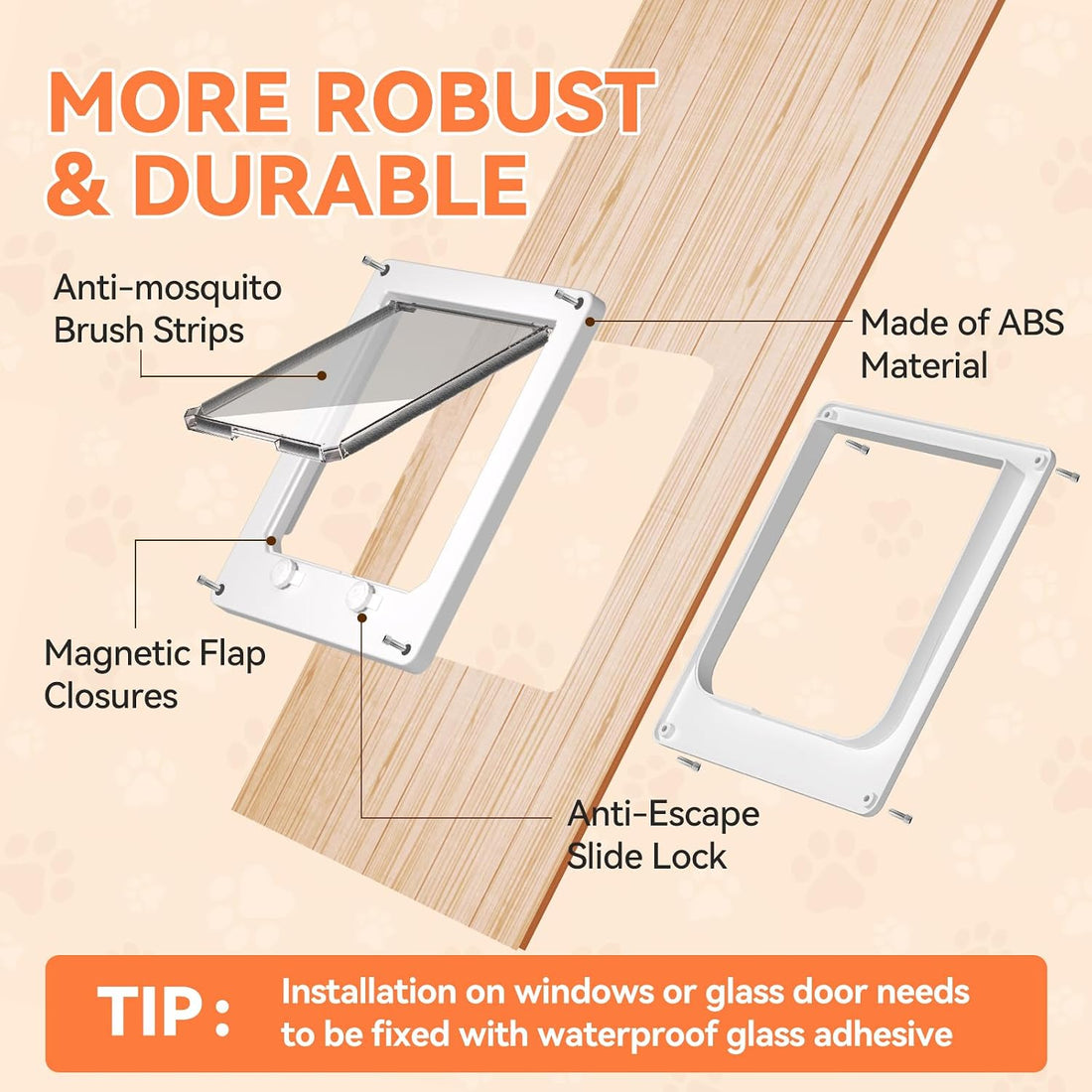 LIBBEPET Thin Interior Cat Door, 4 Way Locking Flap for Cats ≤18 lbs