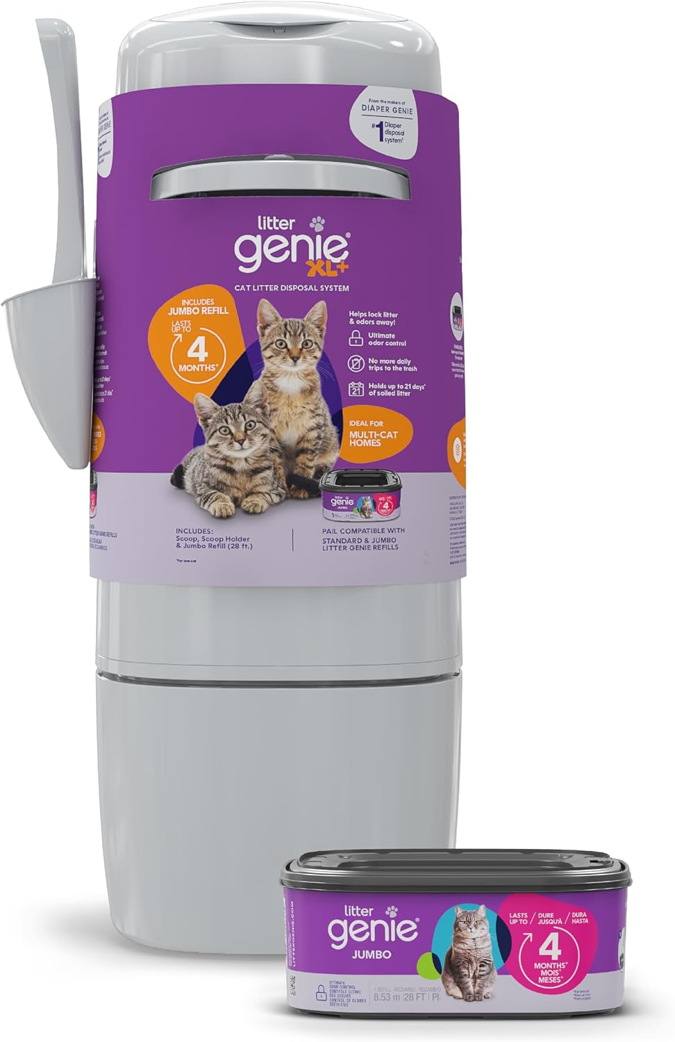 Litter Genie XL+ Pail with 24 ft Jumbo Refill