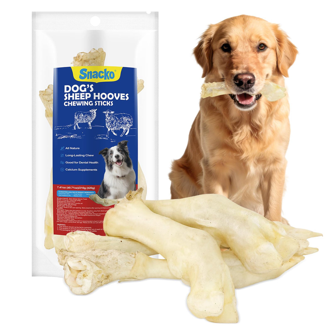 Dehydrated Sheep Hooves Dog Treats 7.4 oz