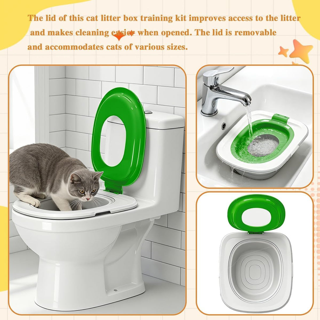 Cat Toilet Trainer Kit with Litter Scoop,5 Movable Parts