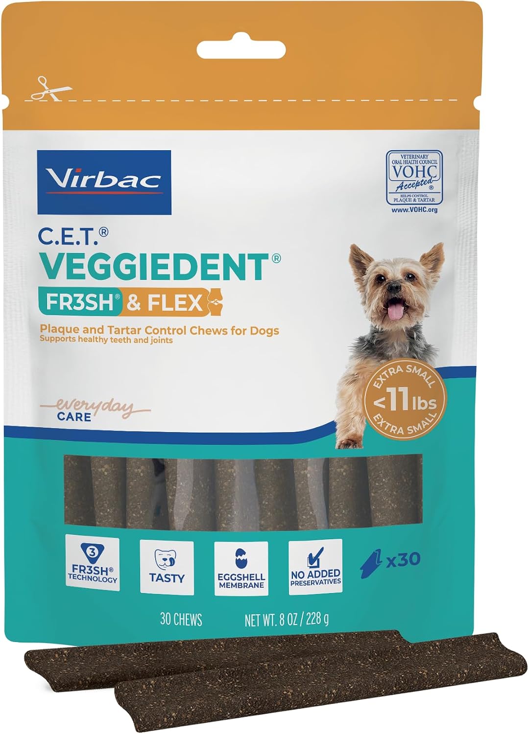 C.E.T. Veggiedent Fr3sh & Flex Plaque and Tartar Control Chew for Dogs