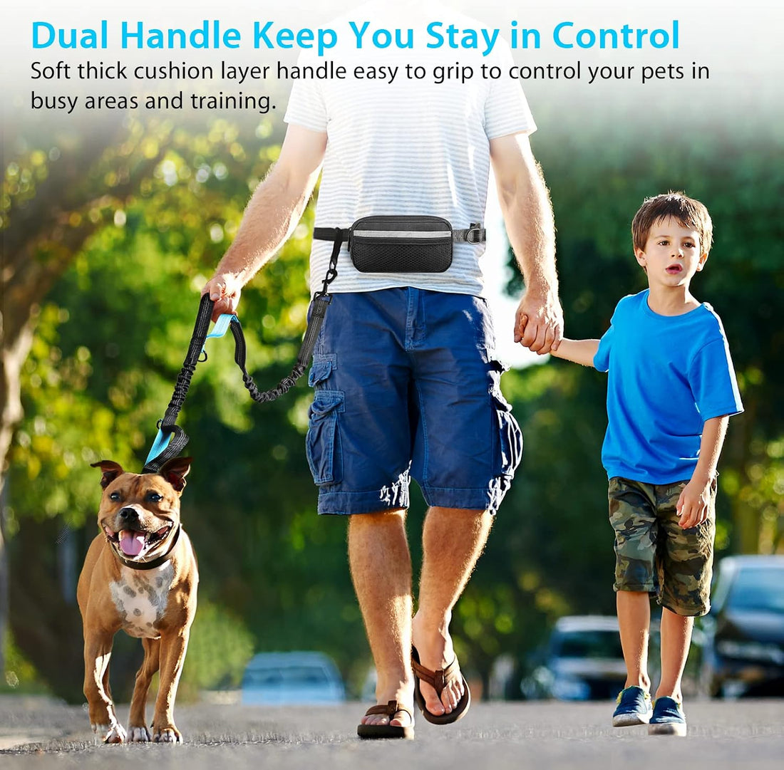 Uppetly Hands Free Dog Running Leash with Zipper Pouch, Dual Handle