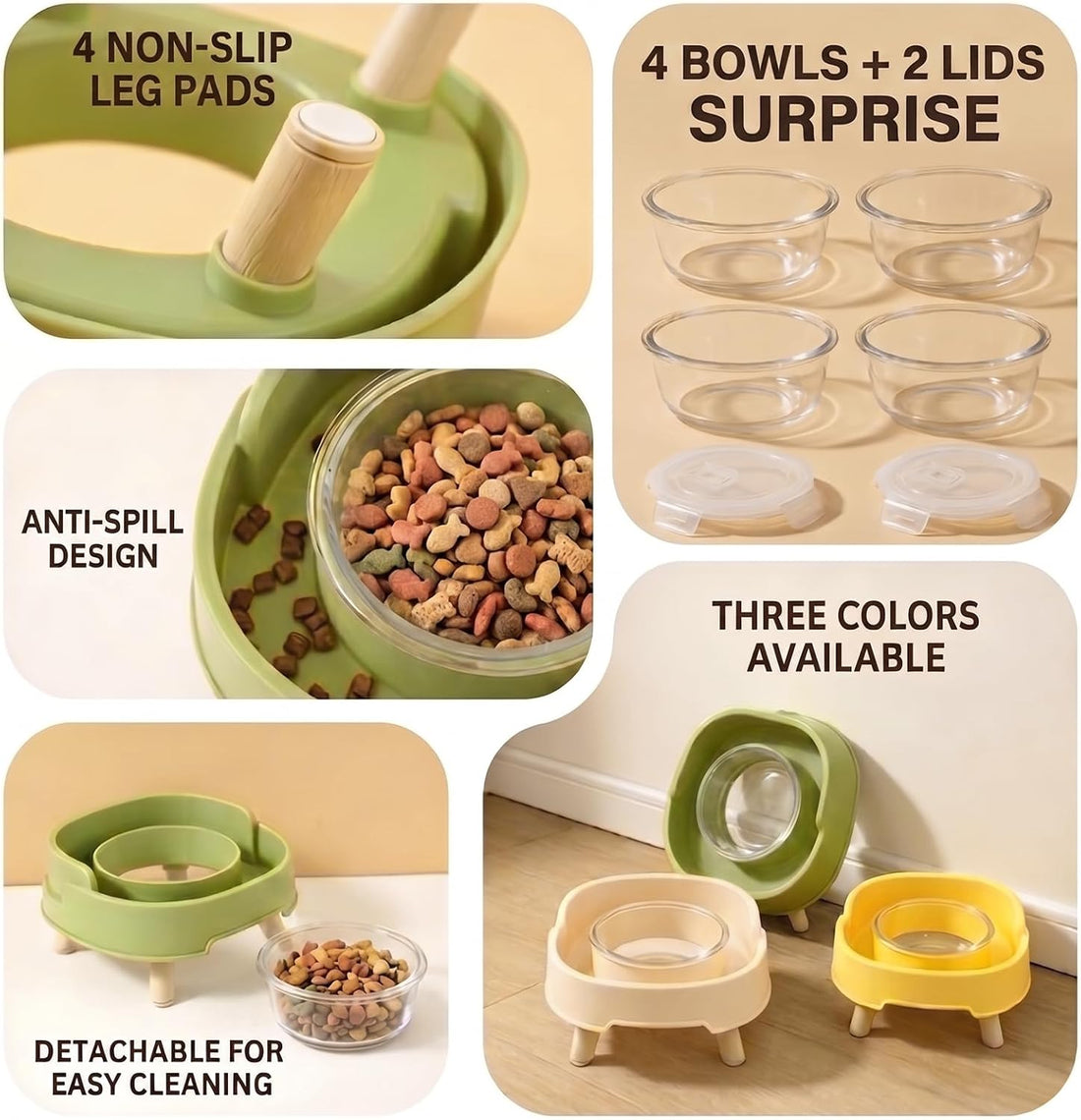 SXKBM 2 Pack Ant Not Cross Elevated Cat Bowls Mess Proof-4 Food Grade