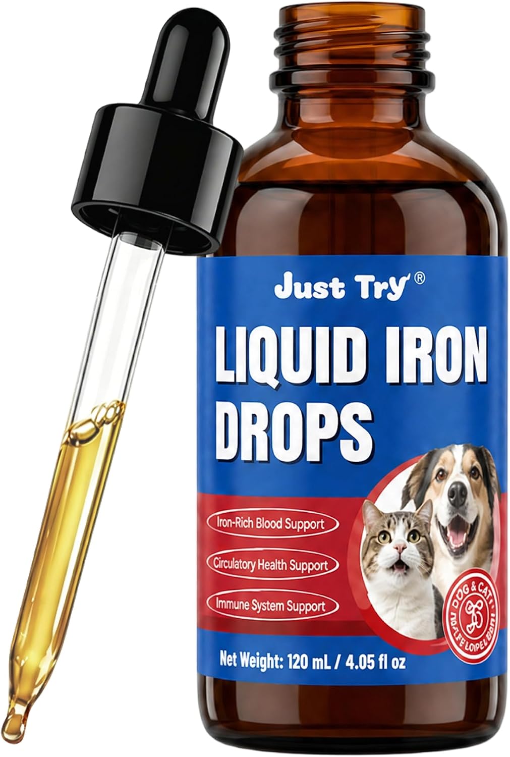 Just Try Iron Liquid Supplement, Iron for Dogs&Cats