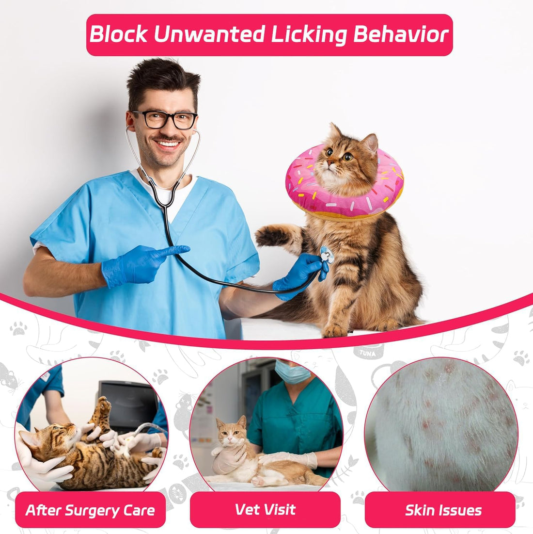 Seyezo Cat Cone Collar Soft, Adjustable Cat Recovery Collars Spay