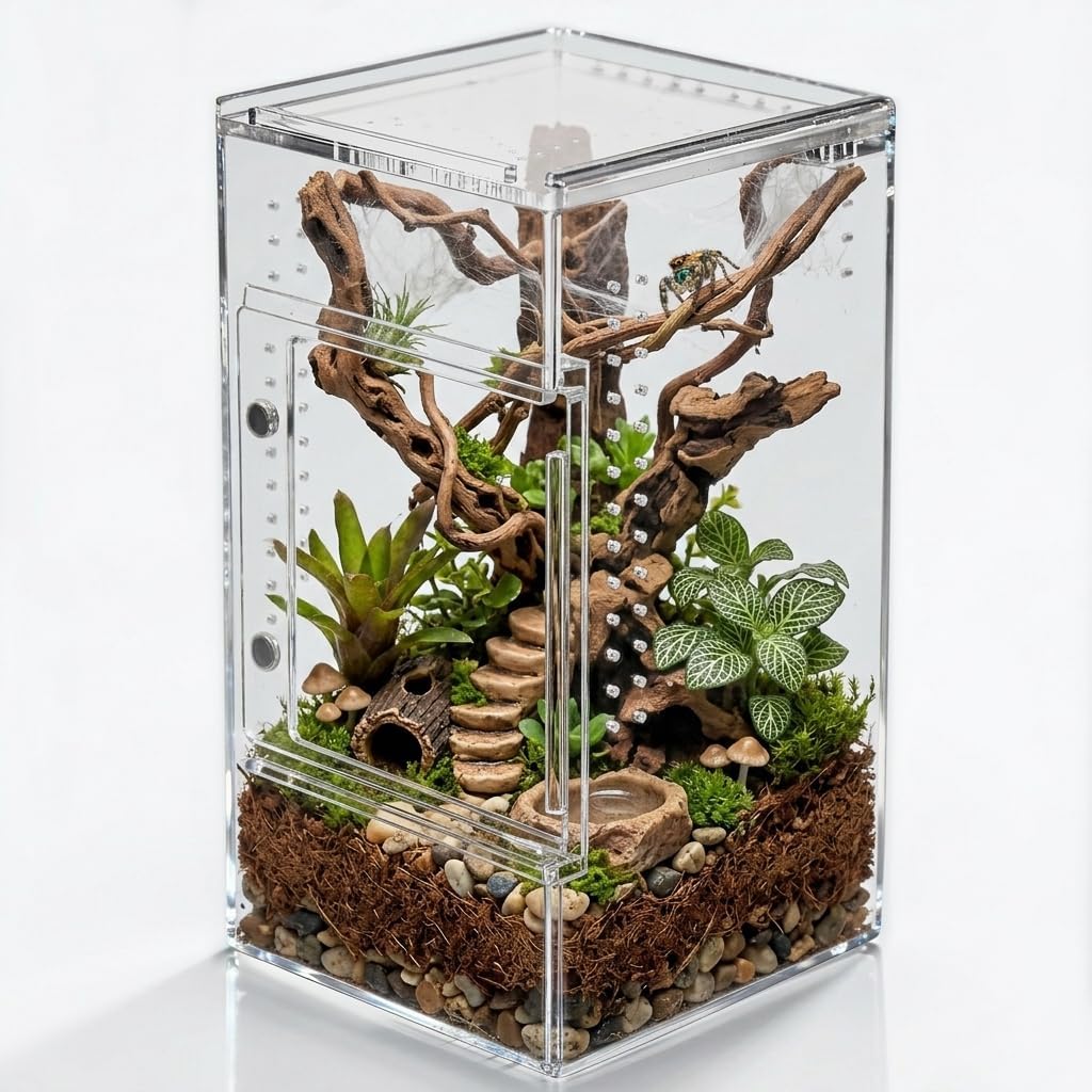 8x8x12 Acrylic Reptile Enclosure - Clear Terrarium Geckos Spiders