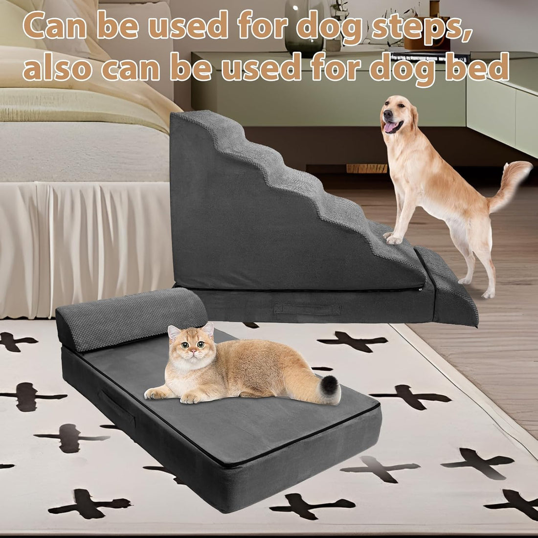 Dog Stairs for High Beds 30-36" H 6-Step Pet Stairs for Large Dogs