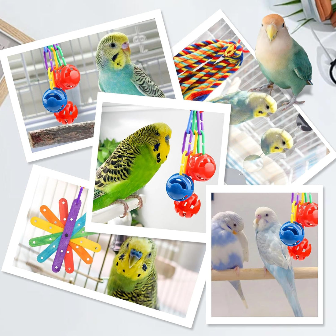 QUOZUO Small Bird Toys Parakeet Cage Accessories, Parakeet Toys