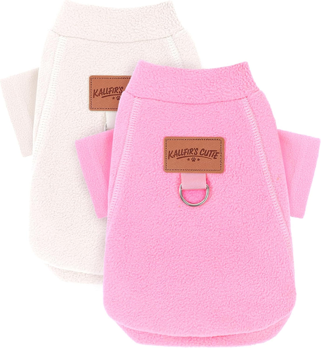 2 Pieces Dog Sweaters with Leash Ring Fleece Dog Winter Clothes