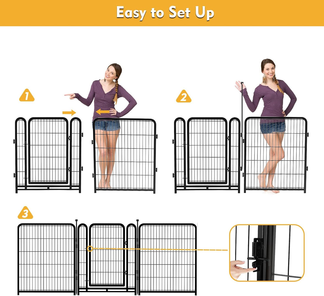 Getlay Dog Playpen 48 inch 8 Panels Total 17.7 Ft Dog Fence Outdoor