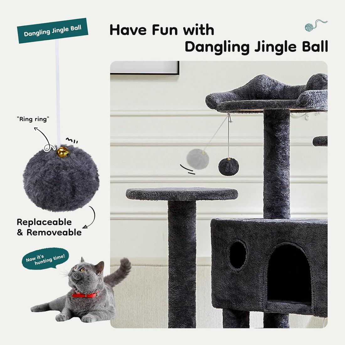 DUMOS 54 Inch Cat Tree Tower with Scratching Posts, Multi-Level