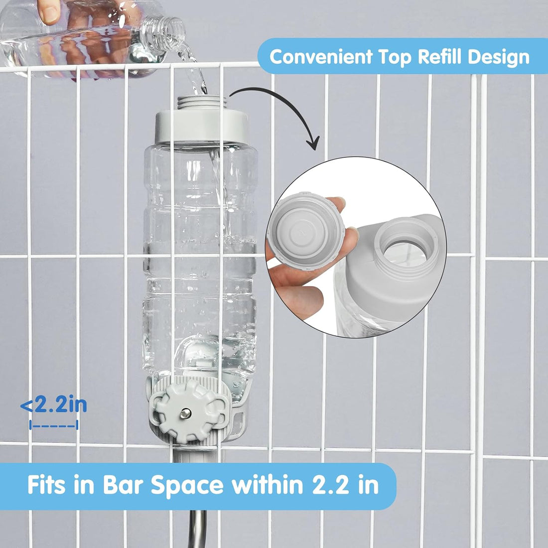 Vannon Water Bottle for Small Animals, 34oz Top-Fill Pet Dispenser