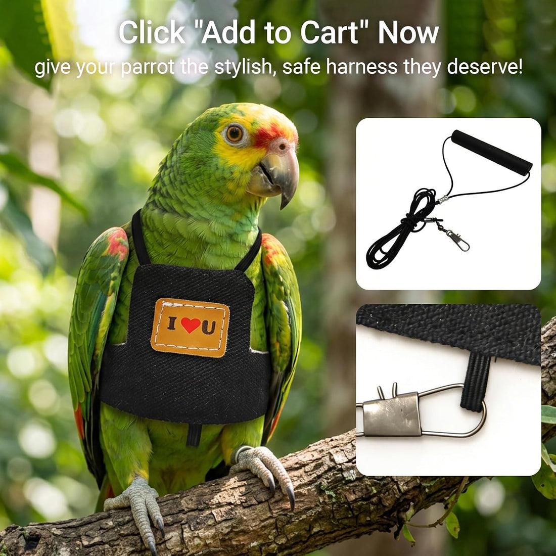 Bird Flight Harness Vest, Adjustable Training Design Anti-Bite