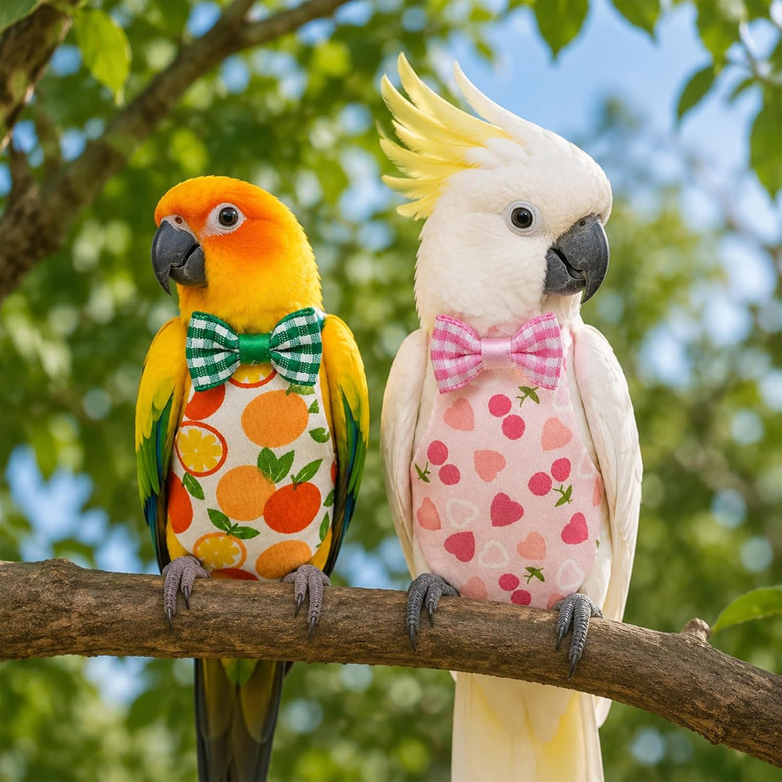 2Pcs Bird Diaper Reusable with 50 Pads