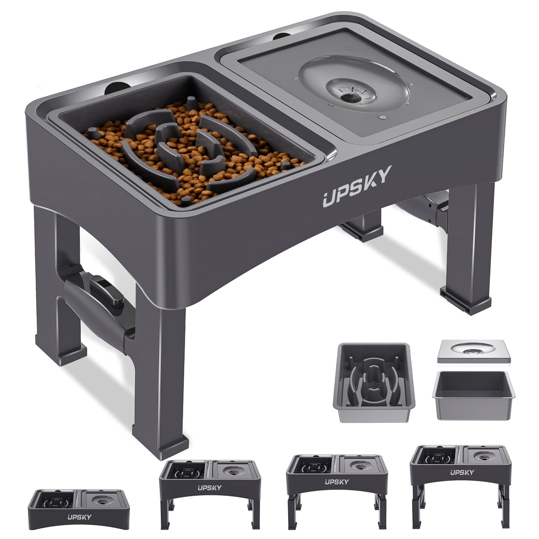 UPSKY 2-in-1 Elevated Dog Bowls Slow Feeder