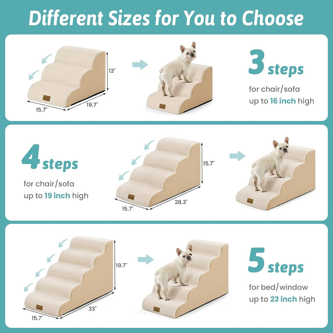 COZY KISS Dog Stairs for Small Dogs 13" H