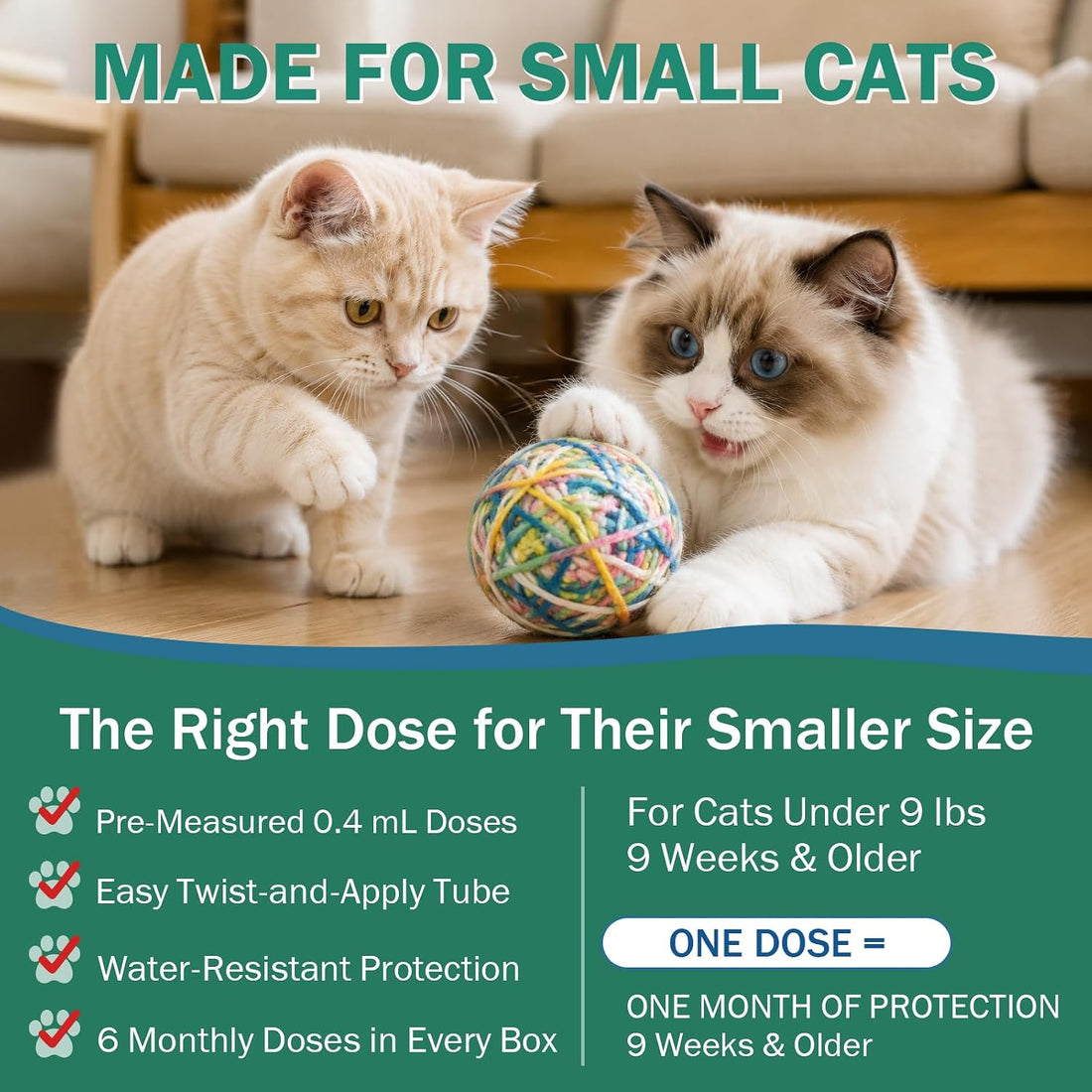 Cat Flea Treatment - Topical Flea Treatment for Cats Under 9 lbs