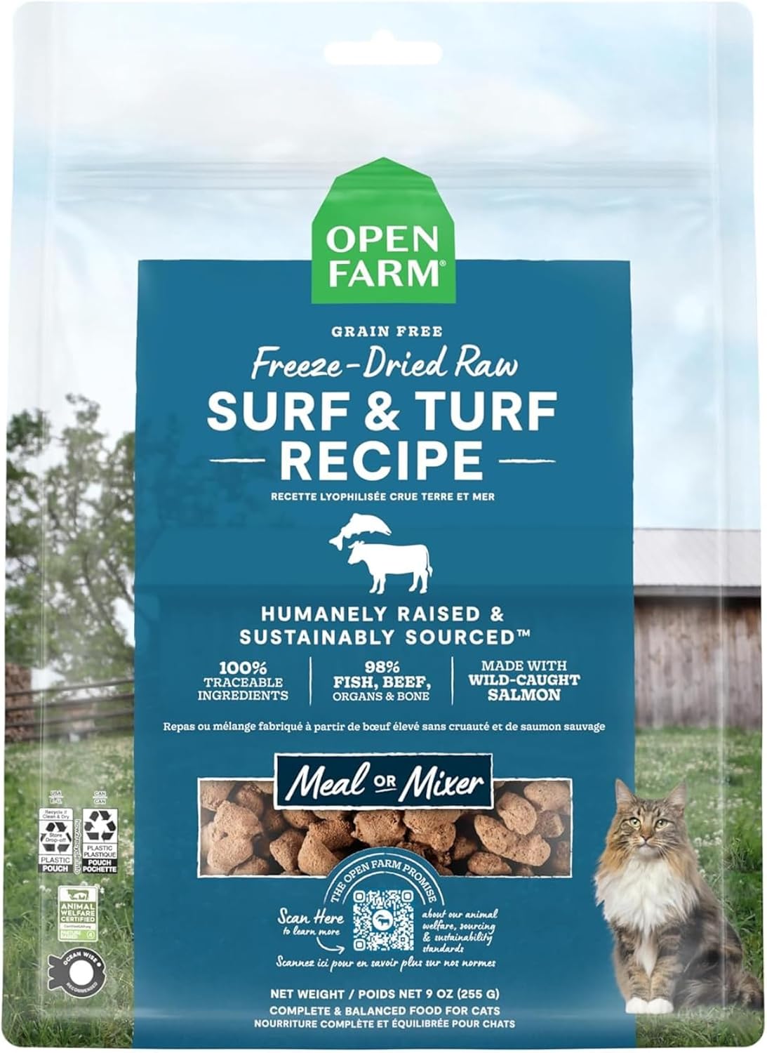 Open Farm Freeze Dried Raw Cat Food, Harvest Chicken Recipe, 9oz Bag
