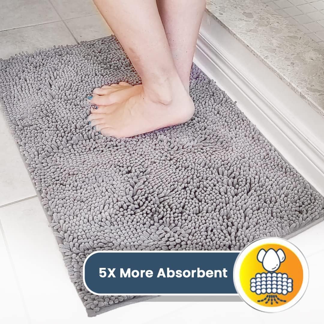 Muddy Mat® | Absorbent Microfiber Chenille Door Mat Grey 24" x 35"