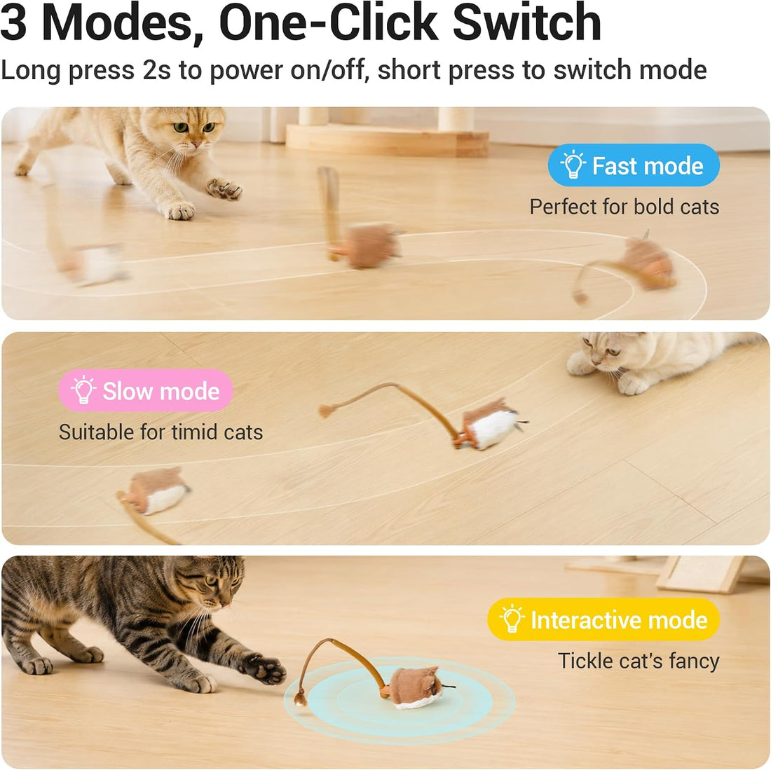 Potaroma Interactive Cat Toy Rechargeable Motion Activated Rolling