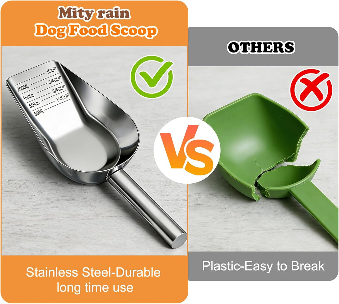 Mity rain Dog Food Scoop Stainless Steel with Long Handle