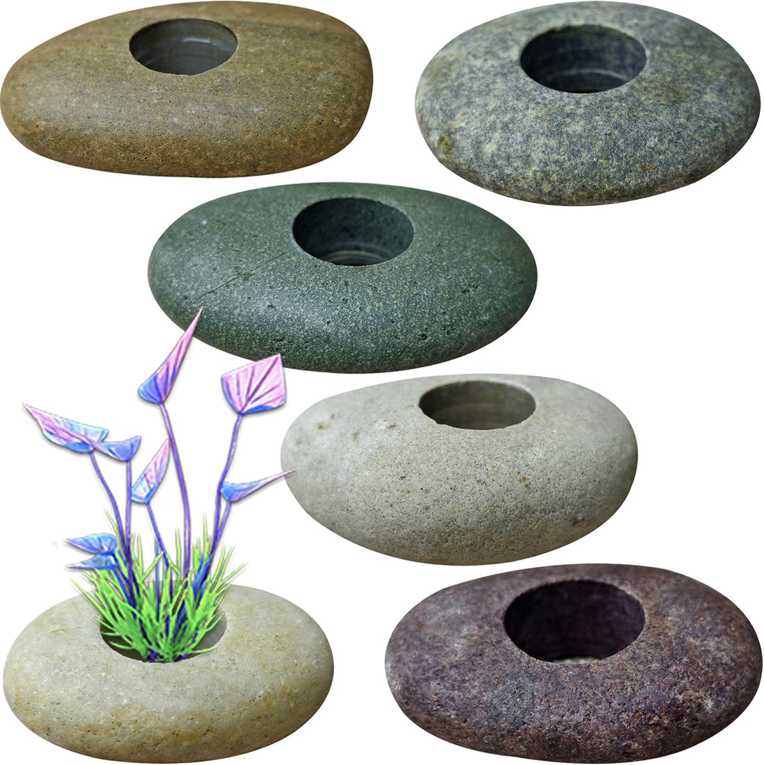 Natural River Stone Plant Weights for Aquarium