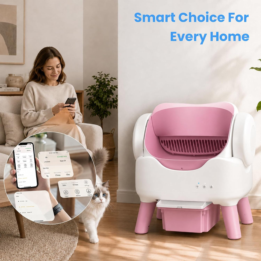 RPZ Self Cleaning Litter Box with APP, Automatic Litter Box for Cats