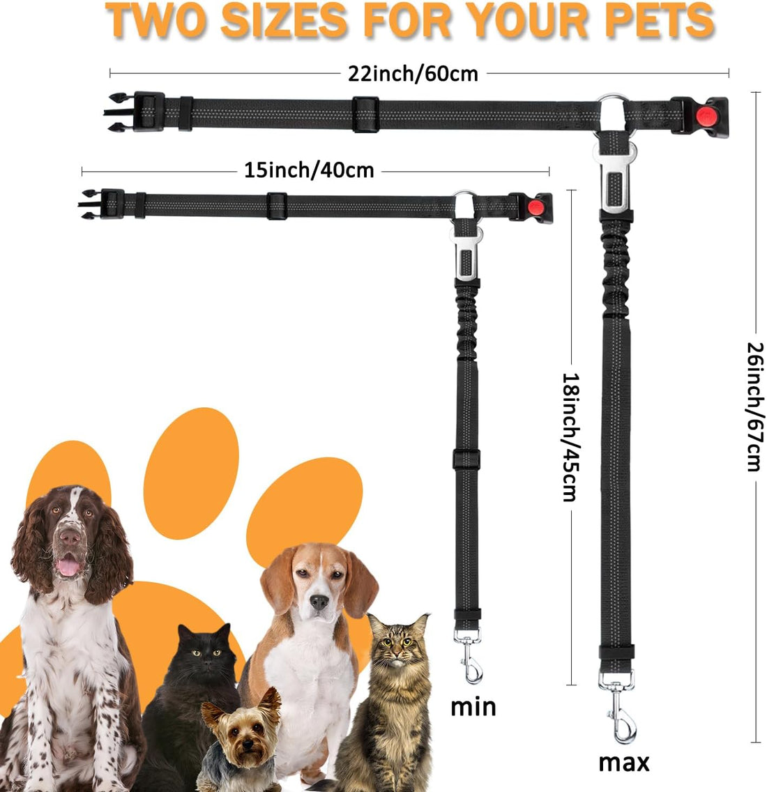 Vehicle Harnesses, 2 in1 Dog Belts for Cars