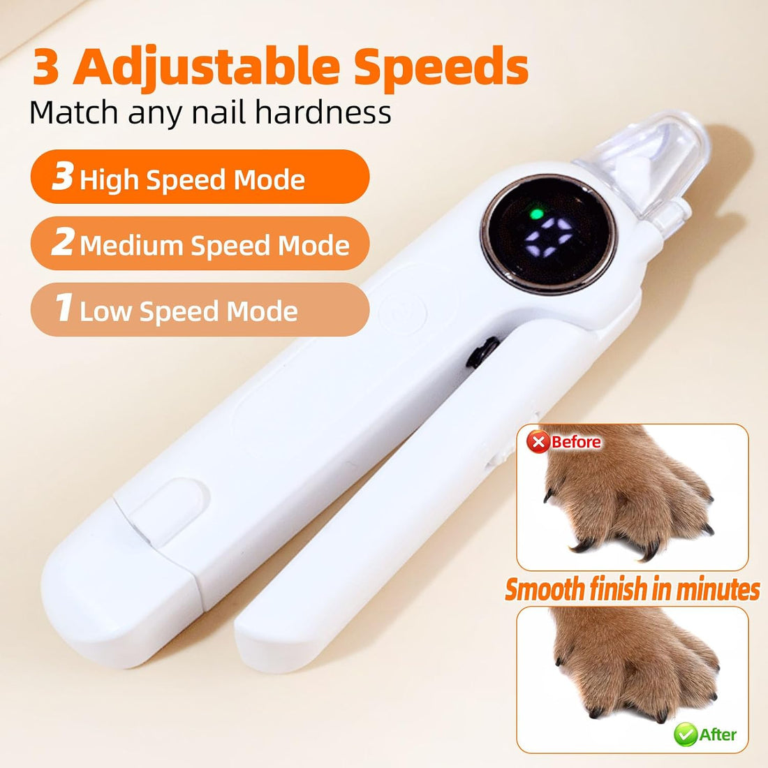 Dog Electric Nail Clippers & Grinder with Light