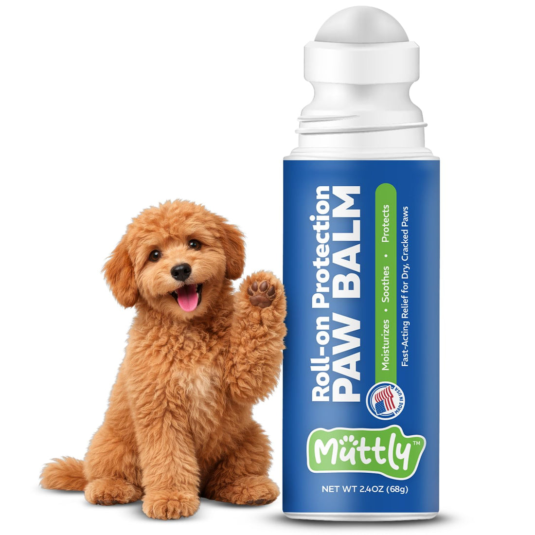 Roll-On Dog Paw Balm - Moisturizer & Soothing Protection from Snow